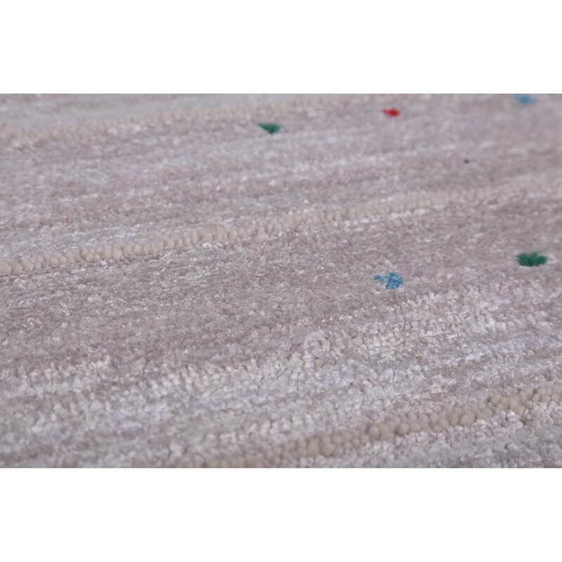 Hand Knotted Oriental 100% Wool Carpet Tribal Stripe Greys & Charcoal Gabbeh Area Rug - 12' 5'' X 9' 2''