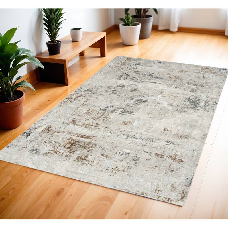 Fado Power Loomed Abstract Modern Non Skid Stain Resistant Area Rug By HomeRoots - 71' X '47' X '0.39 - 71' X '47' X '0.39 - Black - Rectangle