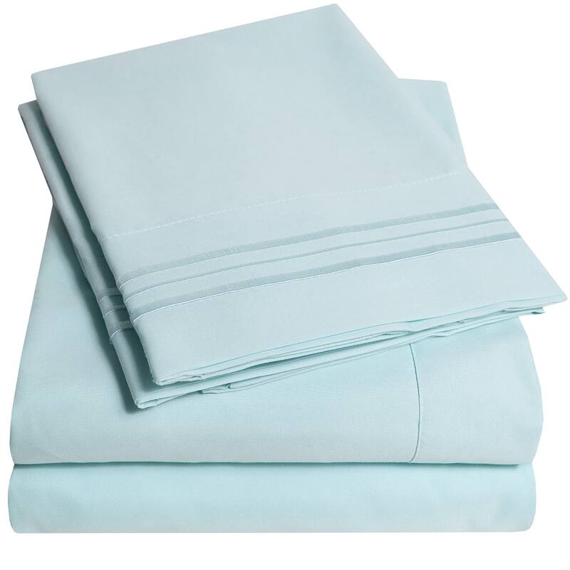 Deep Pocket Soft Microfiber 4-piece Solid Color Bed Sheet Set - Queen - Aqua