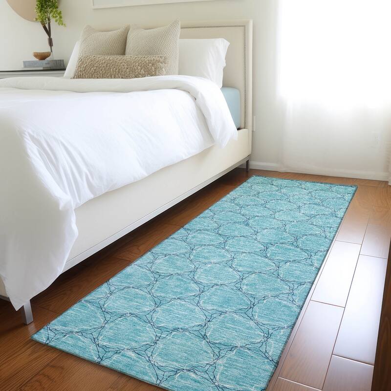 Premium Washable Super Soft Modern Geo Mayfield Rug - Teal - 2'3" x 7'6"