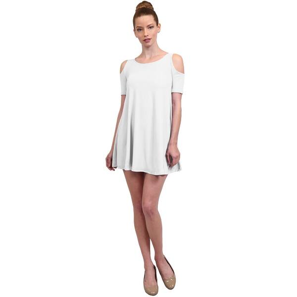Shop Ne People Women S Casual Solid Off Shoulder Short Sleeve Shift Dress Free Shipping On Orders Over 45 Overstock 20712921