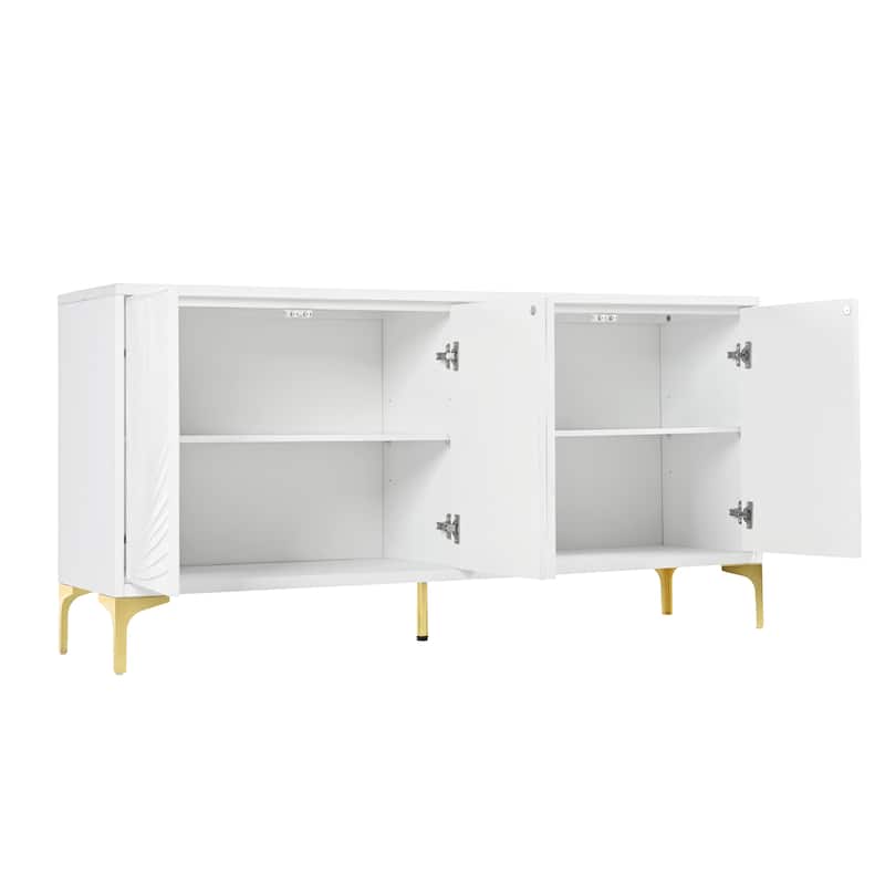 Multi-Functional Storage Cabinet,Four-Door Sideboard with unique texture,Adjustable Shelves