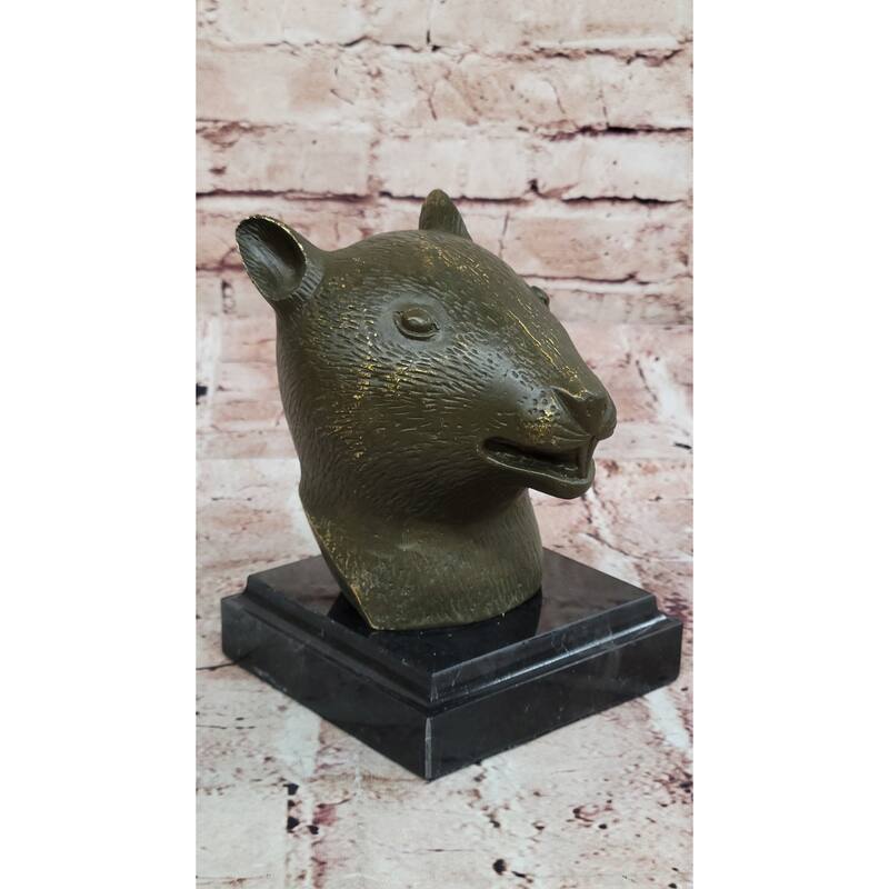 Bronze Rat Head Bust On Marble Base – Chinese Zodiac Animal Sculpture