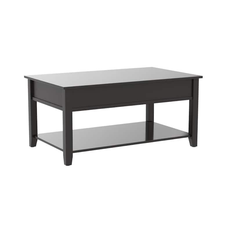 40-Inch Modern Lift Top Coffee Table with Hidden Storage Black Wood Stylish and Functional - 40''L x 24''W x 19''H