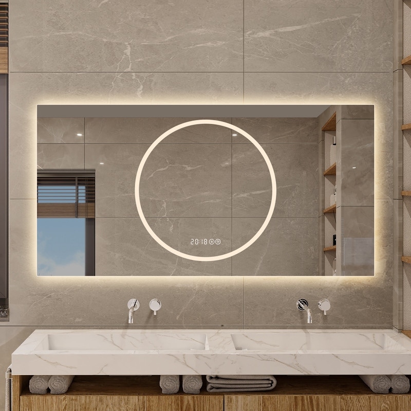 48*24" Anti-Fog Horizontal Wall Mounted Mirror with 3 Led Lights