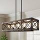Modern Farmhouse 5-Light 31.5" Wood Linear Chandelier Wire Mesh Cage Rectangle Island Lights