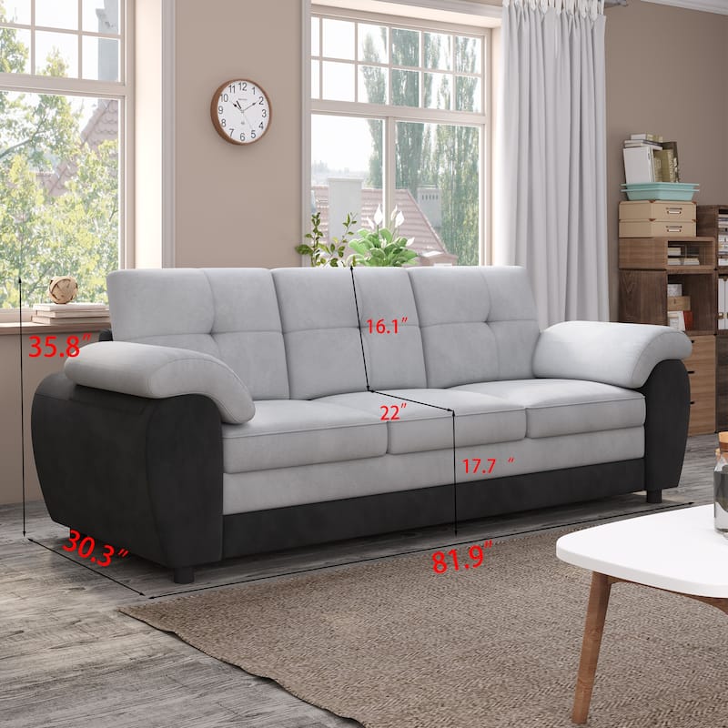 81.9" Eucalyptus 3-Seater Sofa with Wide Armrests, Hardwood Construction, and 900 lbs Weight Capacity