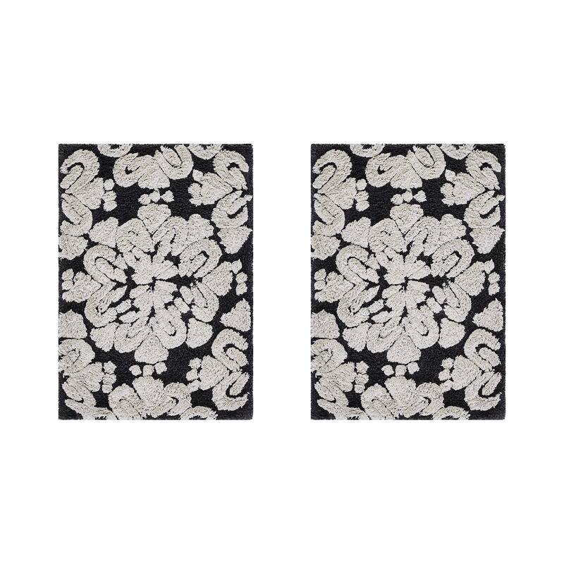 Better Trends Medallion Collection 100% Cotton 2-Pc Set Bathroom Rugs-Soft & Super Absorbent, Non-Skid Latex, Machine Washable