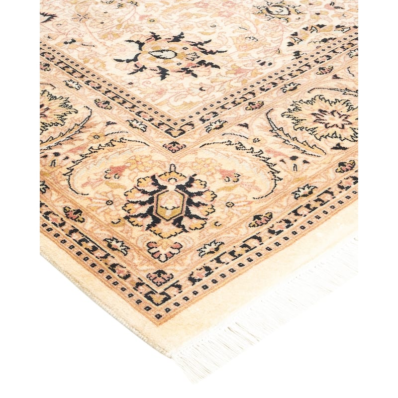 Overton One-of-a-Kind Hand-Knotted Traditional Oriental Mogul Ivory Area Rug - 6' 2" x 9' 4"