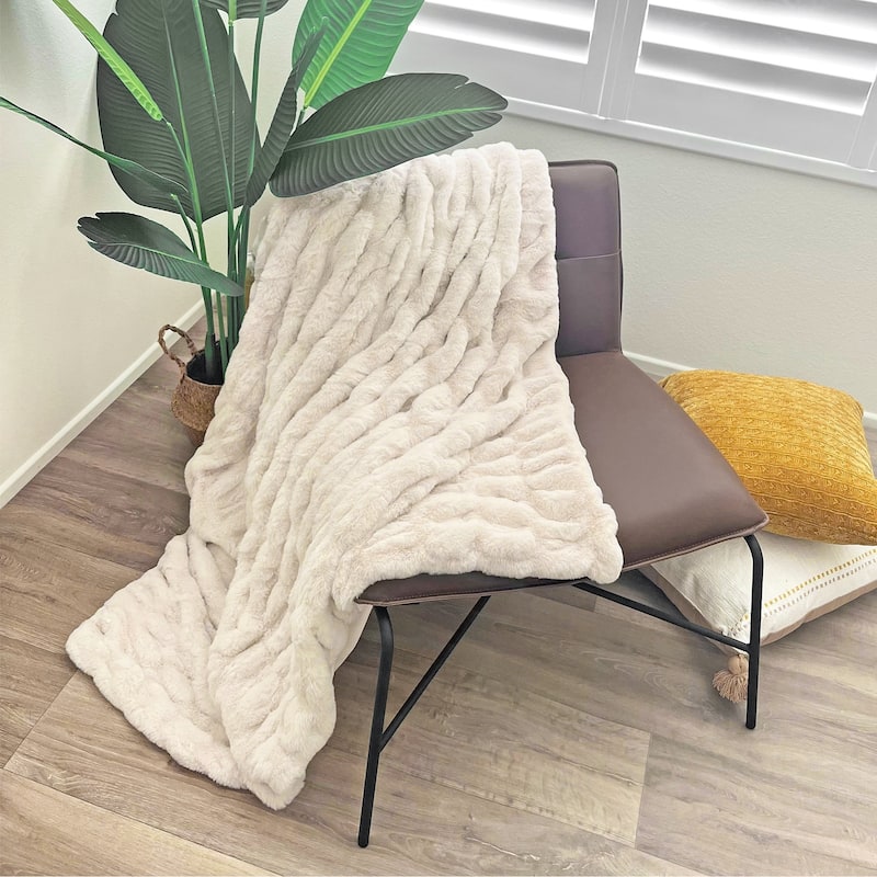 The Mood Ruched FauxFur Throw