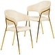 preview thumbnail 28 of 61, Set of 2 Bella Modern Leather or Velvet Upholstered Dining Chair with Gold Stainless Steel Legs for Home Office Kitchen Off-White