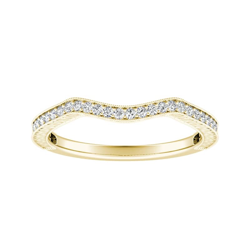 Auriya 1/8ctw Vintage Curved Diamond Wedding Band 18k Gold