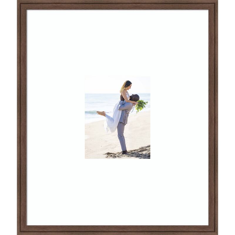 Florence Gold Framed Picture Frame, Photo Frame - 22x26 Matted White 8x10 - Florence Medium Brown