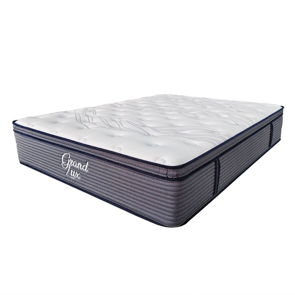 GrandLux Medium 14-inch Memory Foam Hybrid Mattress in a Box - On