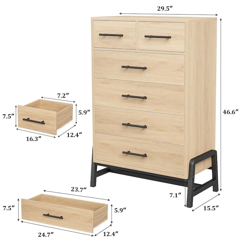 4/6/7 Drawer Dresser for Bedroom, Freestanding Wooden Storage Chest