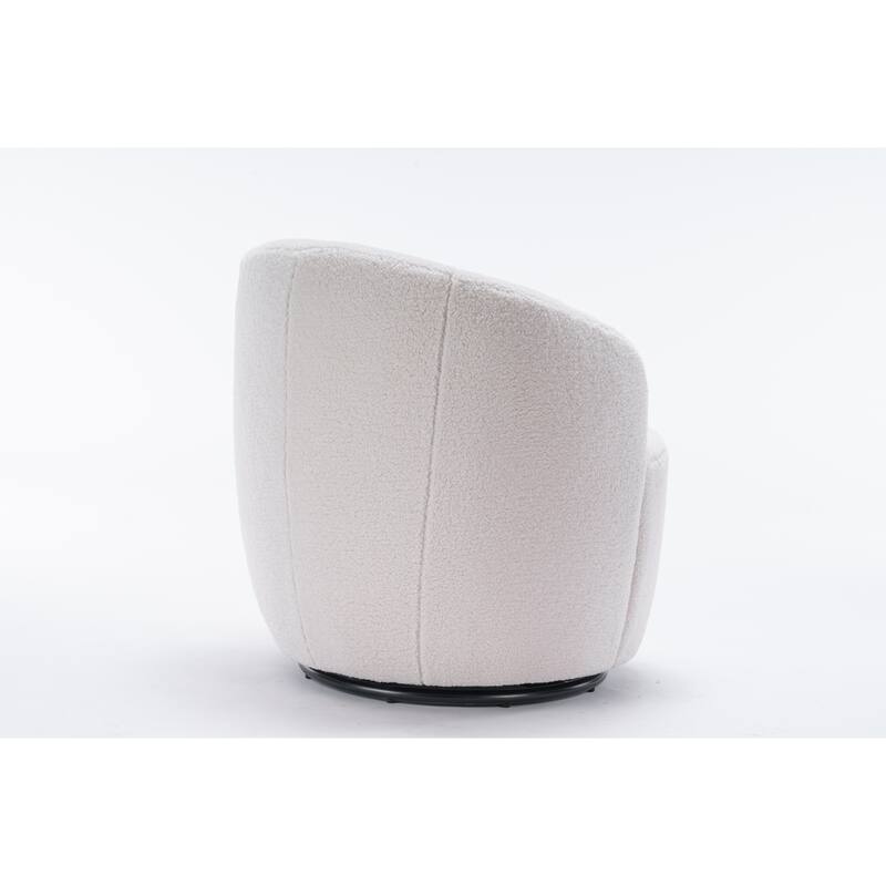 Teddy Fabric Swivel Barrel Chair with 360° Rotation & Metal Base