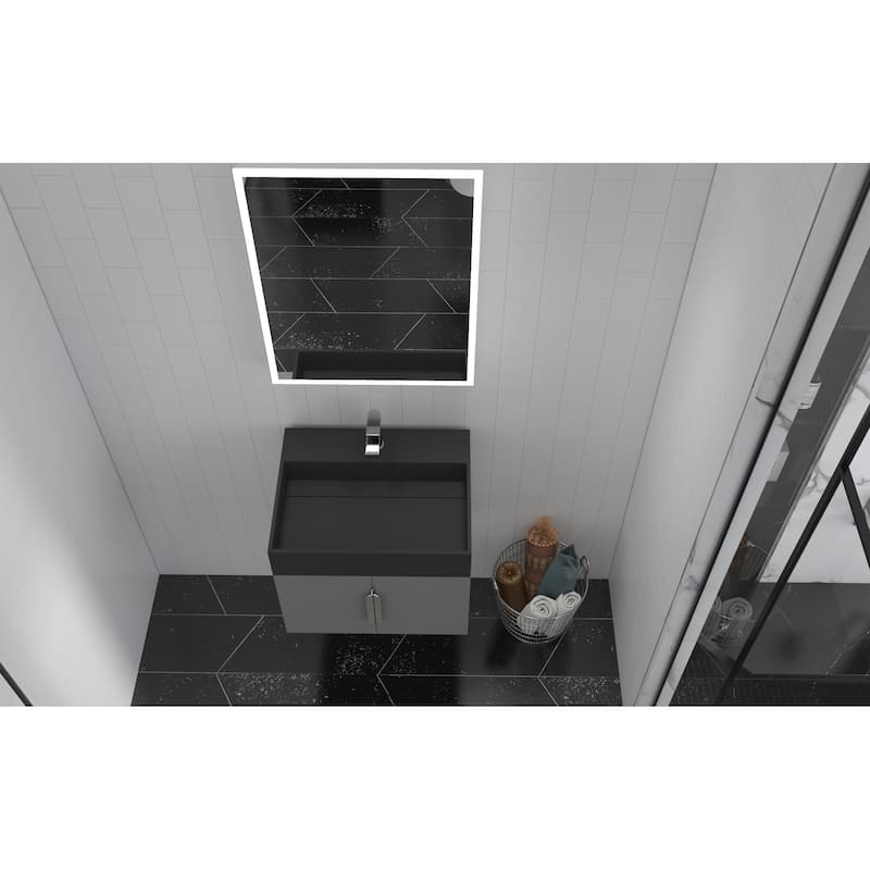 Amazon 24" Wall Mounted Bathroom Vanity Set w/ Black Top