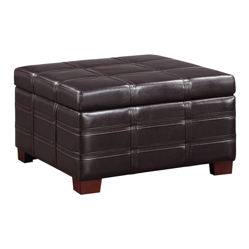 Detour Strap Square Storage Ottoman in Faux Leather