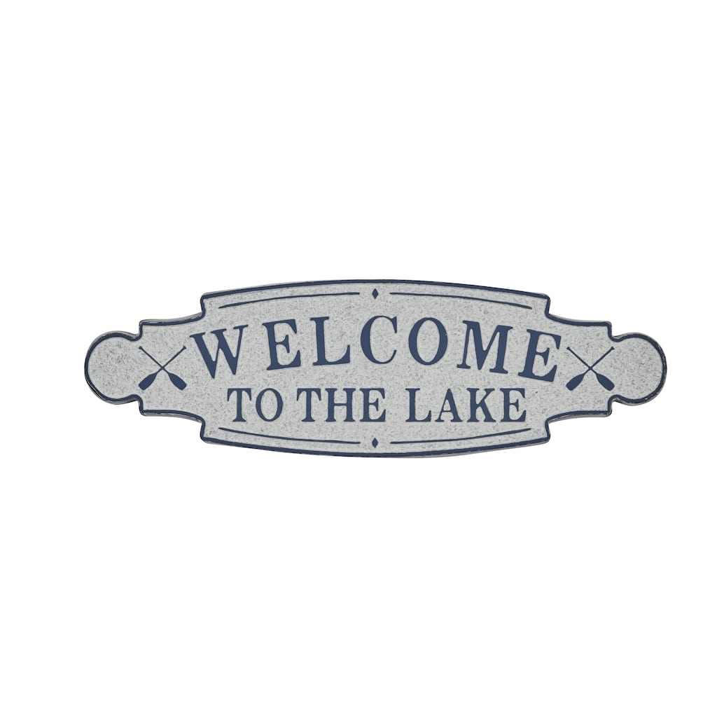 Metal Sign Welcome To the Lake Home Wall Decor - Blue - Roche River Decor