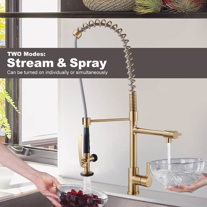 WOWOW Commercial Kitchen Faucet with Pre-Rinse Sprayer