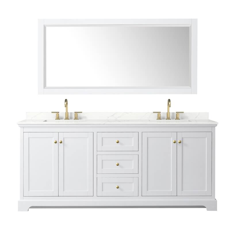 Avery 80-inch Double Vanity, Quartz Top, 70-inch Mirror
