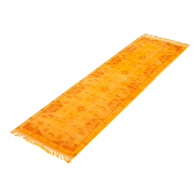 ECARPETGALLERY Hand-knotted Color Transition Orange Wool Rug - 2'7 x 8'11
