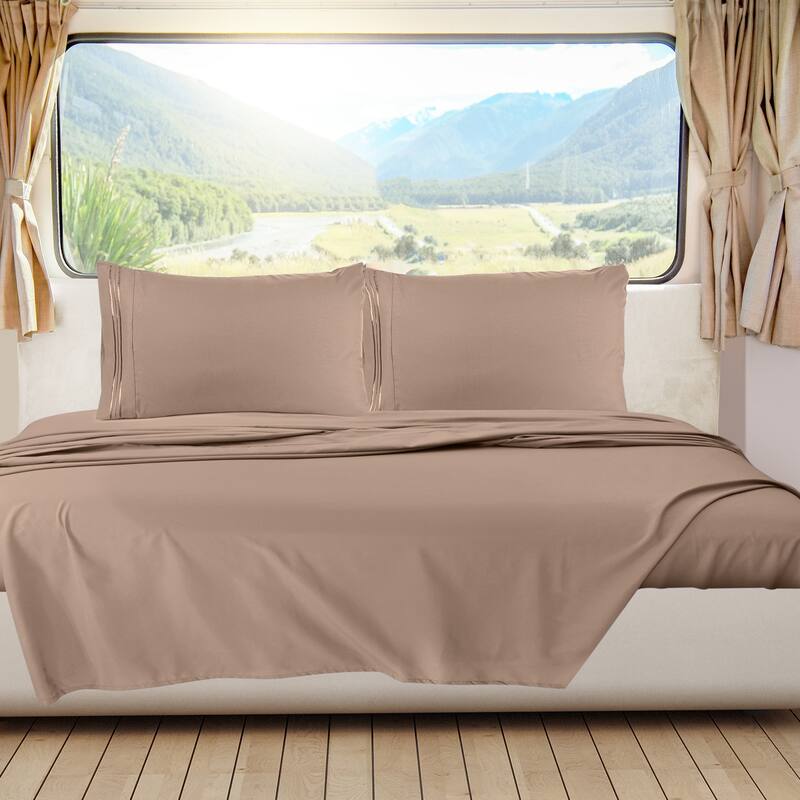 Empyrean Hotel Luxury 6 Piece Sheet Set - Super Soft Bedding Sheets & Pillowcases - Short Queen - Taupe Sand