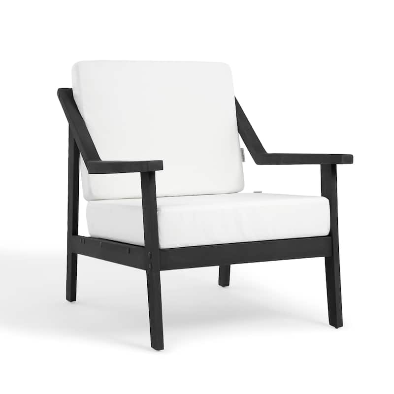 Set of 2 Outdoor Teak Wood Patio Chair with Cushion