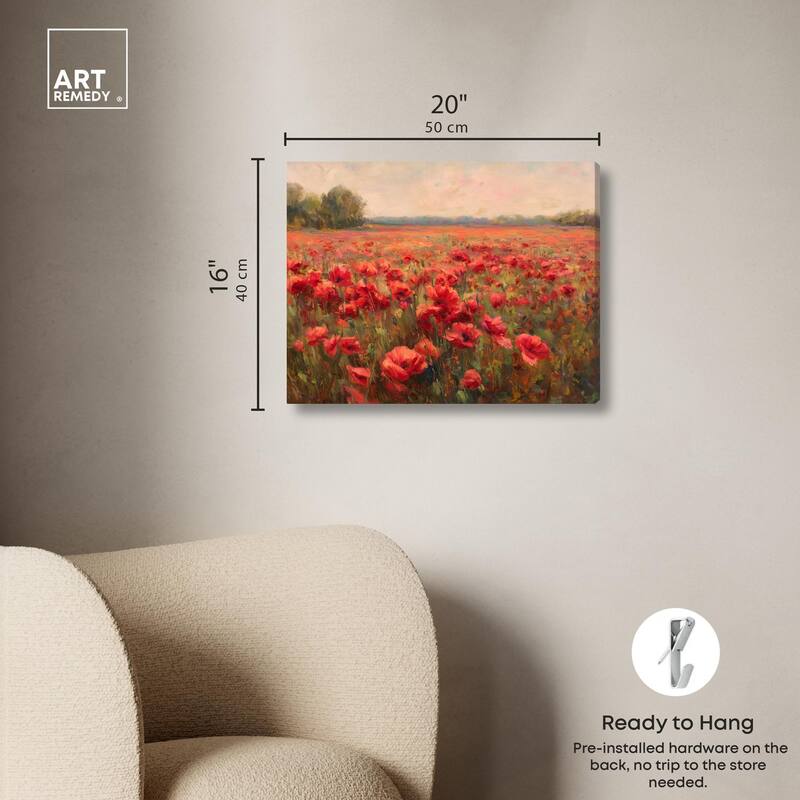 Sea of Red Poppies II Canvas by Art Remedy, Gallery Wrapped