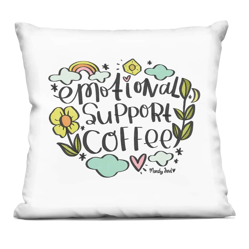 Stupell Motivational Support Coffee Decorative Printed Throw Pillow Design by Mandy Ford Art + Illustration - Accent - Polyester - Multi-Color - Single