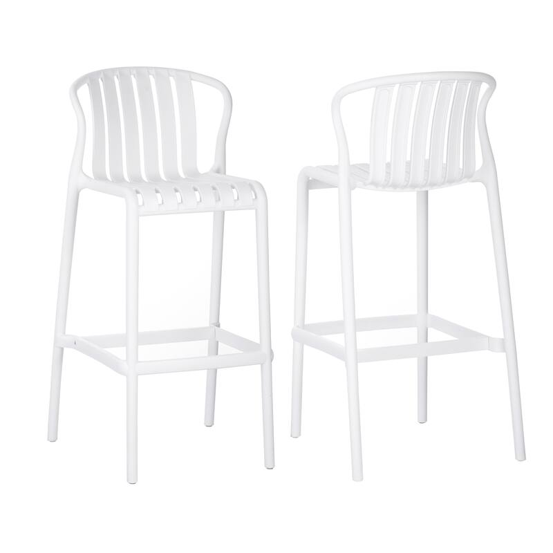 Roomfitters Outdoor Patio Perforated Slat Back Bar Stools, All-Weather Set of 2