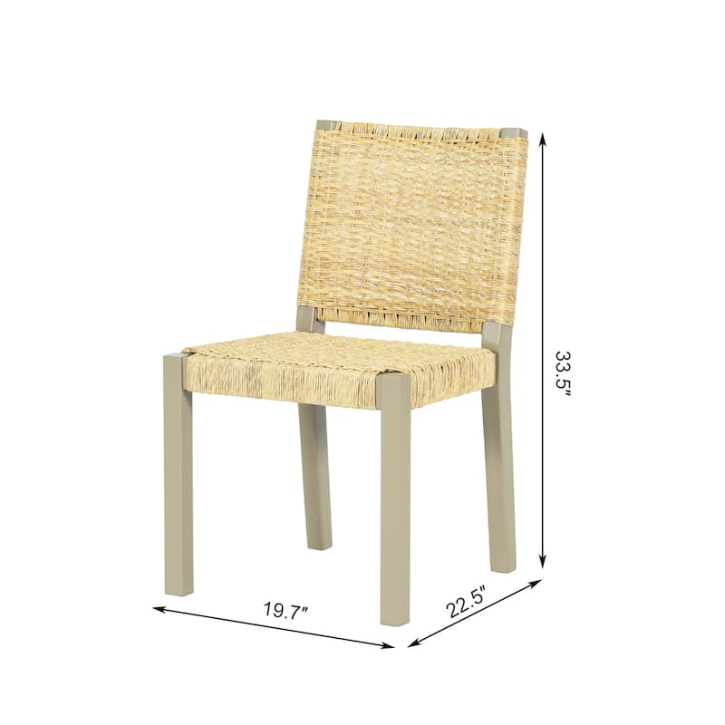 Modern Farmhouse Extendable Dining Table Set with Solid Wood Rattan Chairs - Expandable 59" to 73"