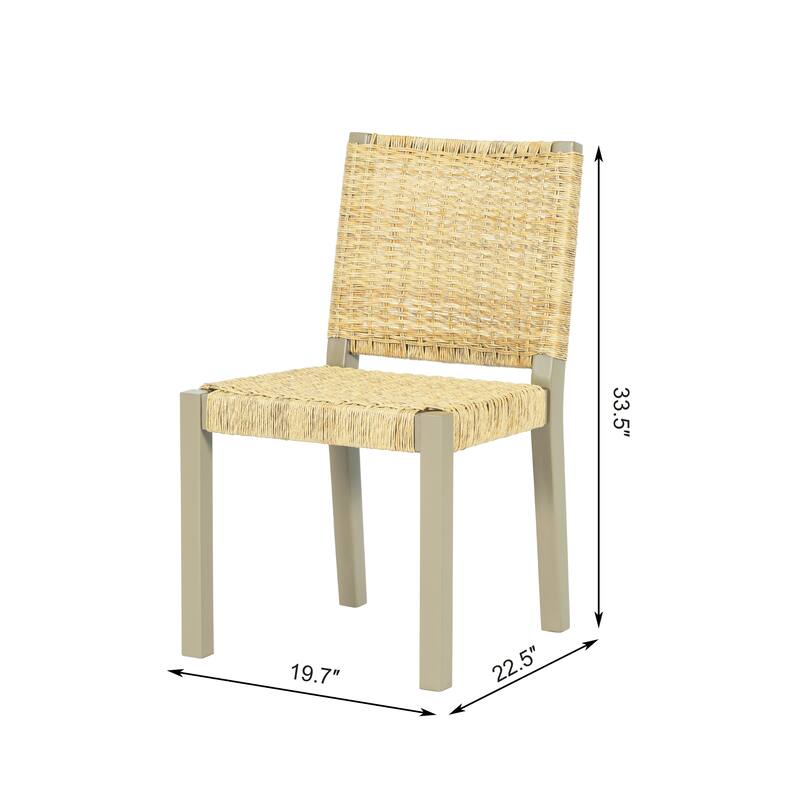 Modern Farmhouse Extendable Dining Table Set with Solid Wood Rattan Chairs-Expandable 59" to 73" for 4-8 Guests