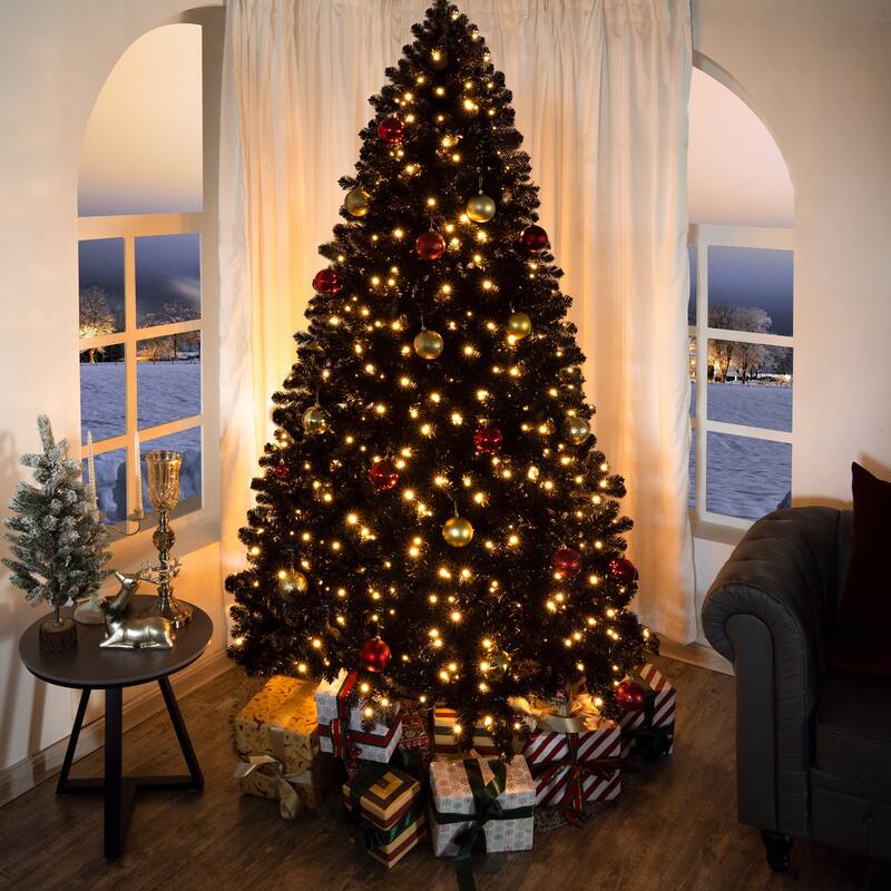 Black Christmas Tree Prelit Realistic Dusky Artificial Christmas Tree with Lights