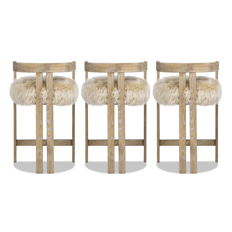 Millwick 26.5" Low Back Ash Wood Counter Height Bar Stool - 21"W X 20"D X 27"H