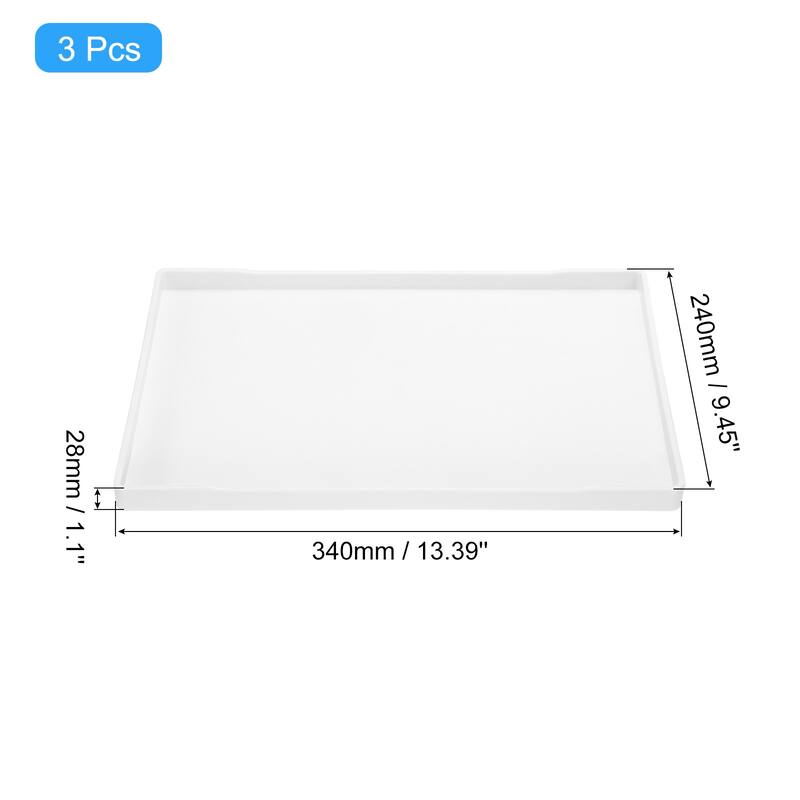 3Pcs Serving Tray Small Mini Tray Plastic Rectangular Wooden Serving Trays Decorative Ottoman Platter - White - 9"x13"