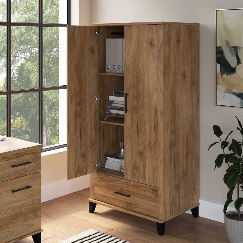 Somerset Tall Storage Cabinet with Doors and Drawer by Bush Furniture