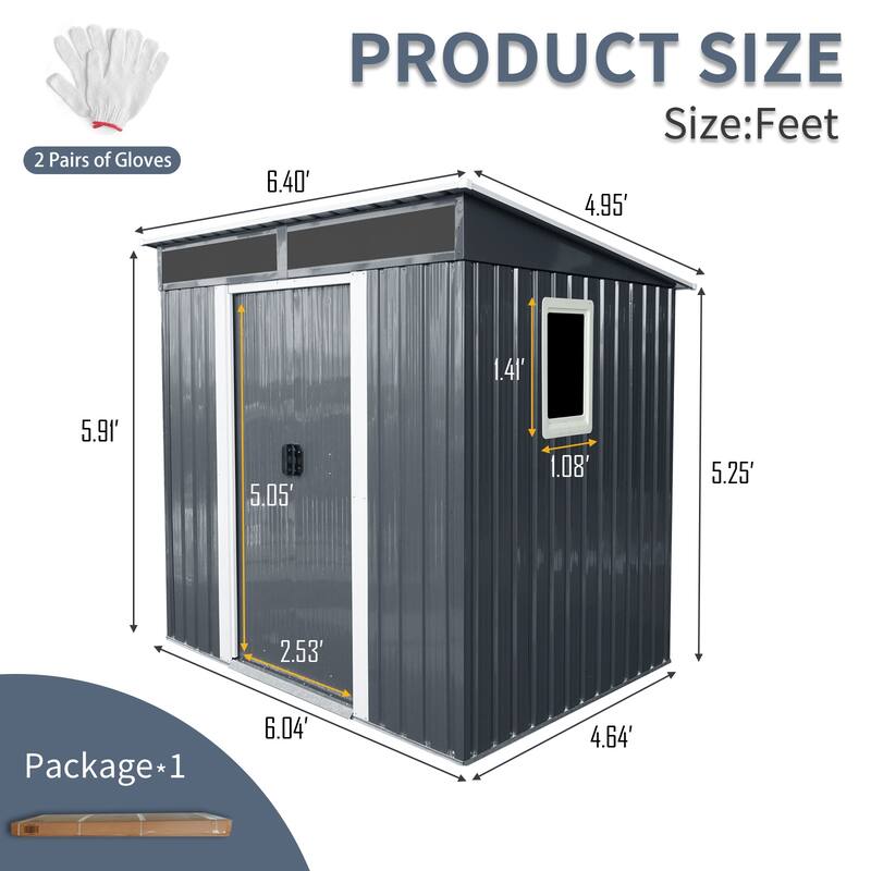 Outdoor Rust-proof Metal Storage Shed Garden Shed with Lockable Sliding Door, Weatherproof Tool Shed