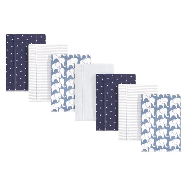 slide 1 of 1, Hudson Baby Infant Boy Cotton Flannel Burp Cloths 7pk, Boy Elephant, One Size - Boy Elephant - One Size One Size - Boy Elephant