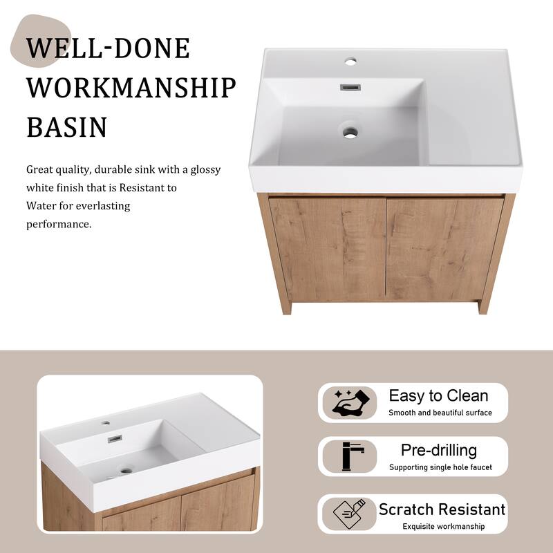 Beingnext 24"/30"/48"/60" Bathroom Vanity with Sink, Freestanding Bathroom Vanity with Soft Close Door and Shelf