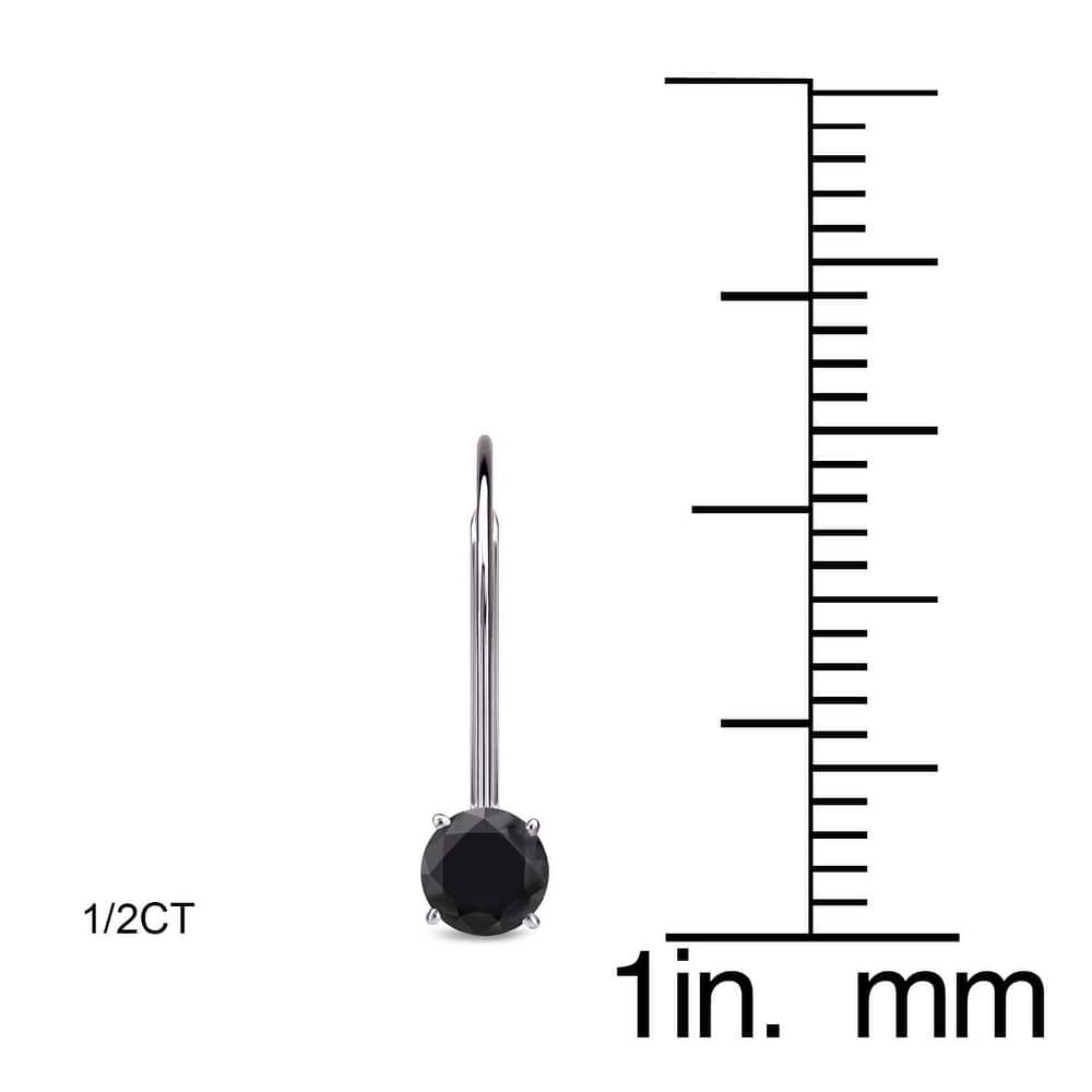 Auriya 1 to 4ctw Round-cut Black Diamond Earrings 14k White Gold Lever-back