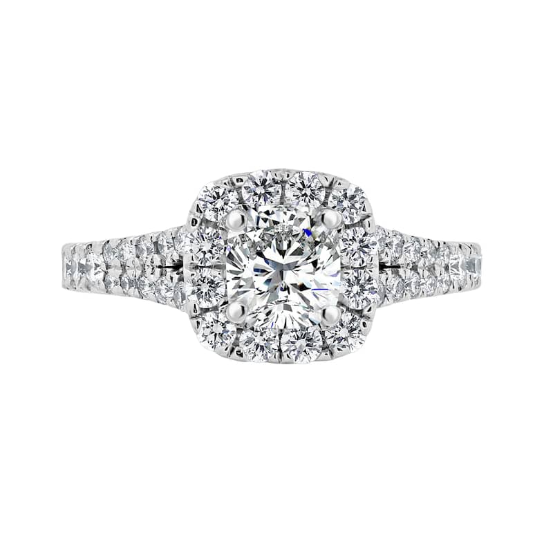 Auriya 14k-White Gold Lab Grown Halo Cushion Diamond Engagement Ring 2.25ct. tw. (E-F VS)
