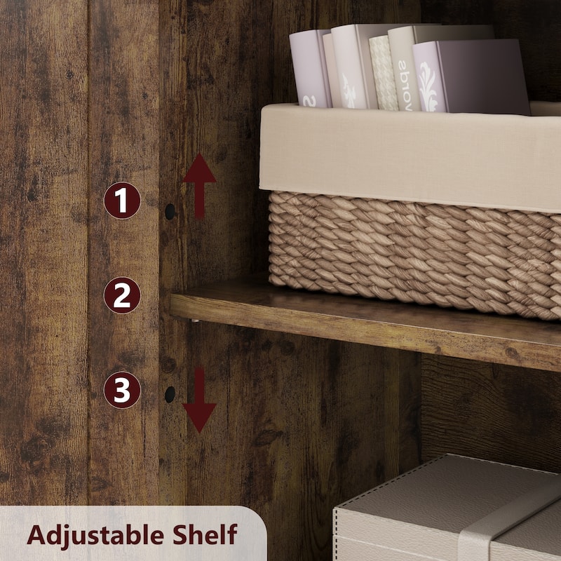 Freestanding Floor Linen Storage Cabinet with Doors and Shelves for Bathroom, Kitchen