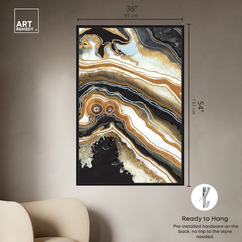 Art Remedy Black And Gold Ii Framed Mineral, Agate & Geode 1 Piece Canvas Wall Art