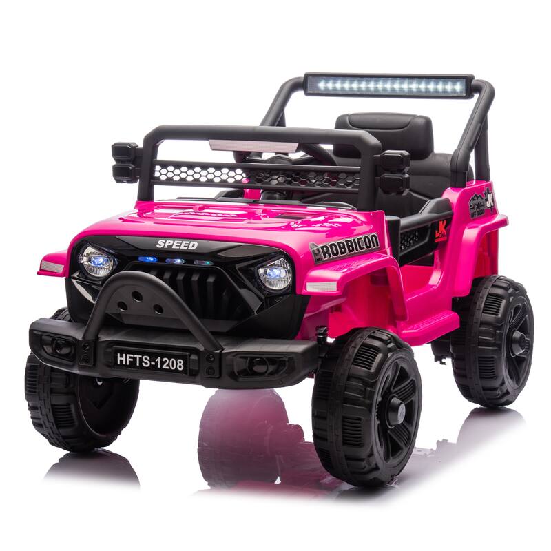 Kids' 12V Ride-On Truck with Early Education, LED Lights, and Music, Perfect Holiday Gift