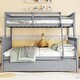 preview thumbnail 10 of 25, Twin Over Full Bunk Kids Bed Frame with Trundle, Detachable & Convertible Bed with Reversible Ladder & Guardrail, Espresso Grey