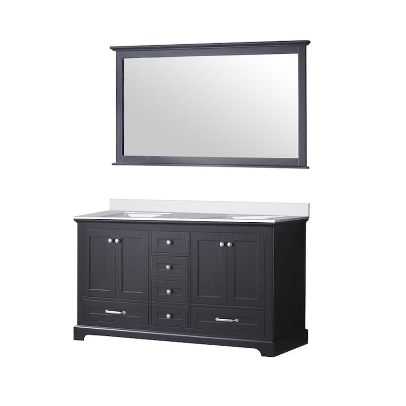 Dukes 60 in. W x 22 in. D White Double Bath Vanity, Cultured Marble Top, and 58 in. Mirror