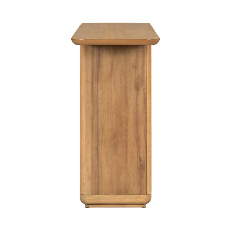 Mirod Elegant Minimalist Console Table with Curved Corners,Natural Wood Veneer,U-Base Design