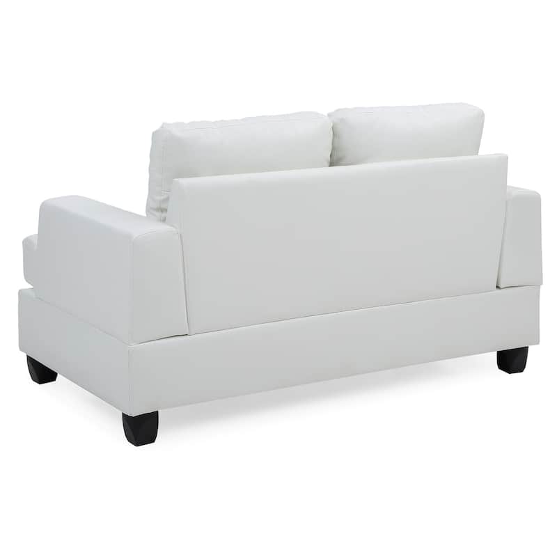 Tufted Faux Leather Flared Arm Straight Sofa - 58" - White