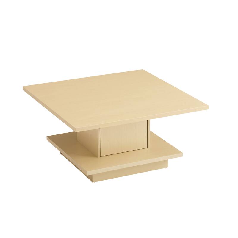Ross Modern Square Coffee Table with Wrap Around Base Shelf and Hidden Storage by Strick & Bolton